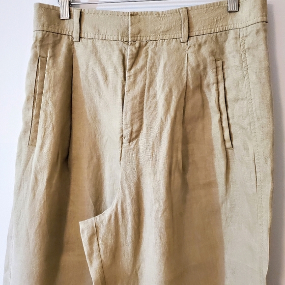 Everlane Linen Way-High® Drape Pant in Trench Coat Khaki, Size 10 - Picture 11 of 13